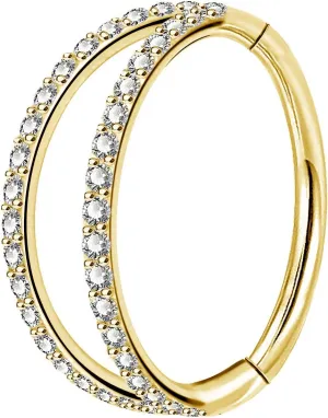 OUFER Nose Rings Hoops, 20G Nose Hoop Rings, Surgical Steel Nose Piercing Jewelry, Double Row Diamonds Lip Labret Rings Hoop for Women Men-18G 8MM