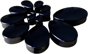 PAIR of Brilliant Black Onyx Teardrop Organic Stone Plugs - Tear Drop - Gauges - Body Jewelry