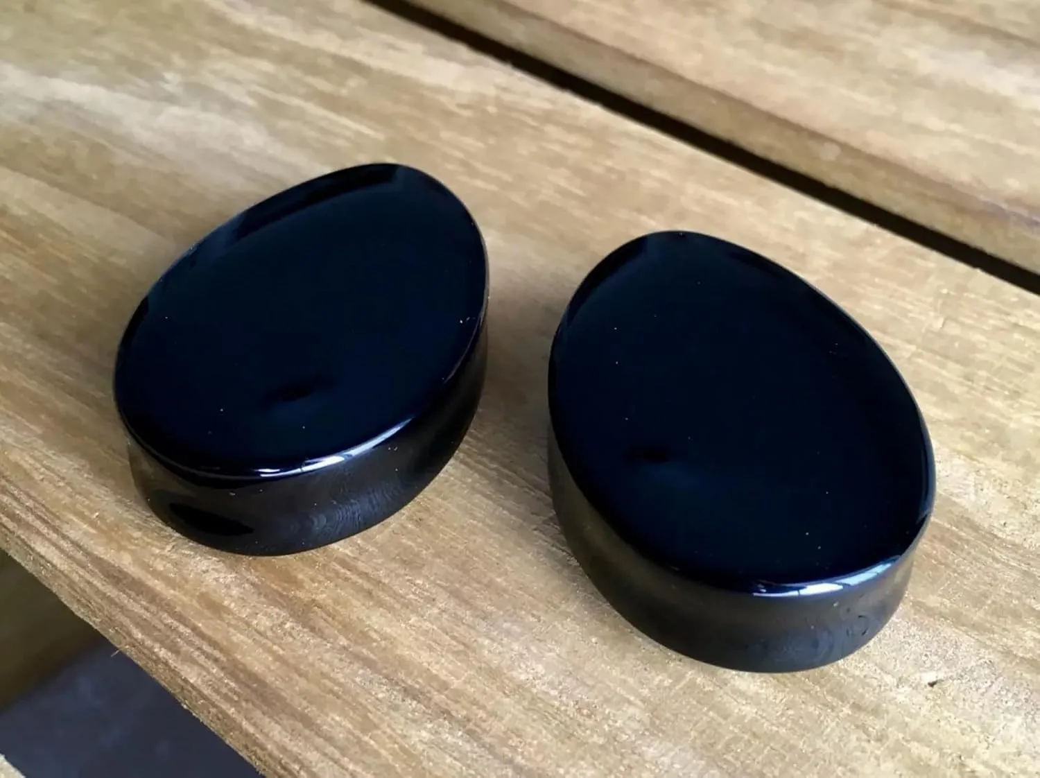PAIR of Brilliant Black Onyx Teardrop Organic Stone Plugs - Tear Drop - Gauges - Body Jewelry