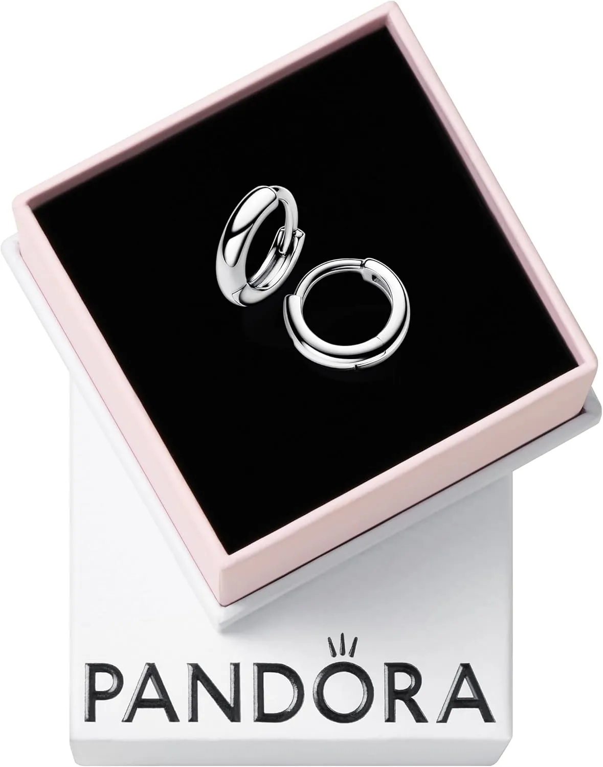Pandora Round Huggie Hoop Earrings - Sterling silver - With Gift Box
