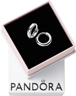 Pandora Round Huggie Hoop Earrings - Sterling silver - With Gift Box