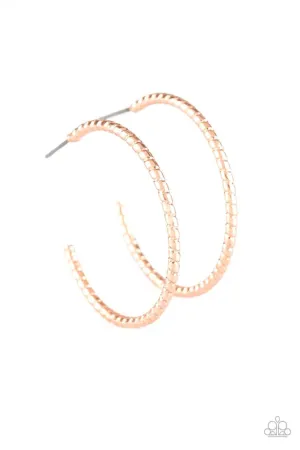 Paparazzi Earring ~ HOOP, Line, and Sinker - Rose Gold
