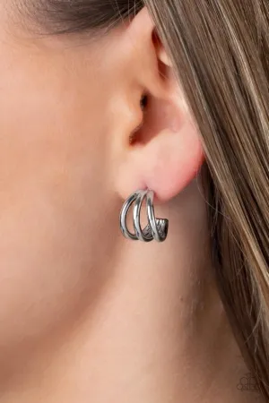 Paparazzi Earring ~ TRIPLE Down - Silver