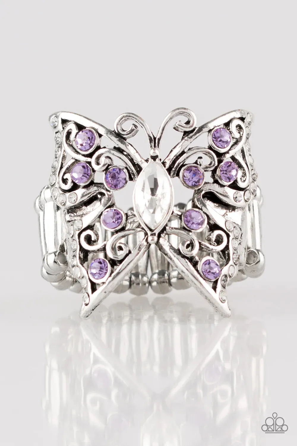 Paparazzi Ring ~ Butterfly Bliss - Purple