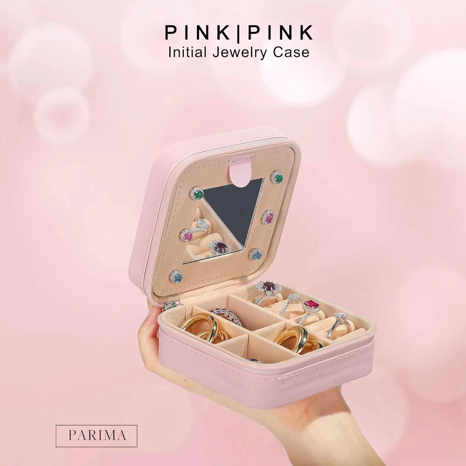Parima Gifts for Girls - Gifts for Teen Girl Trendy Stuff, 6,7,8,9,10,11,12 Year Old Girl Birthday Gift Travel Jewelry Box Organizer Gifts 2025 - Letter A, Pink