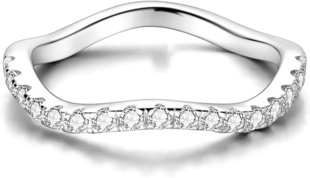 Parmuz 925 Sterling Silver Rings for Woman Dainty Stackable CZ Star Moon Cross Eternity Engagement Bands Ring for Her