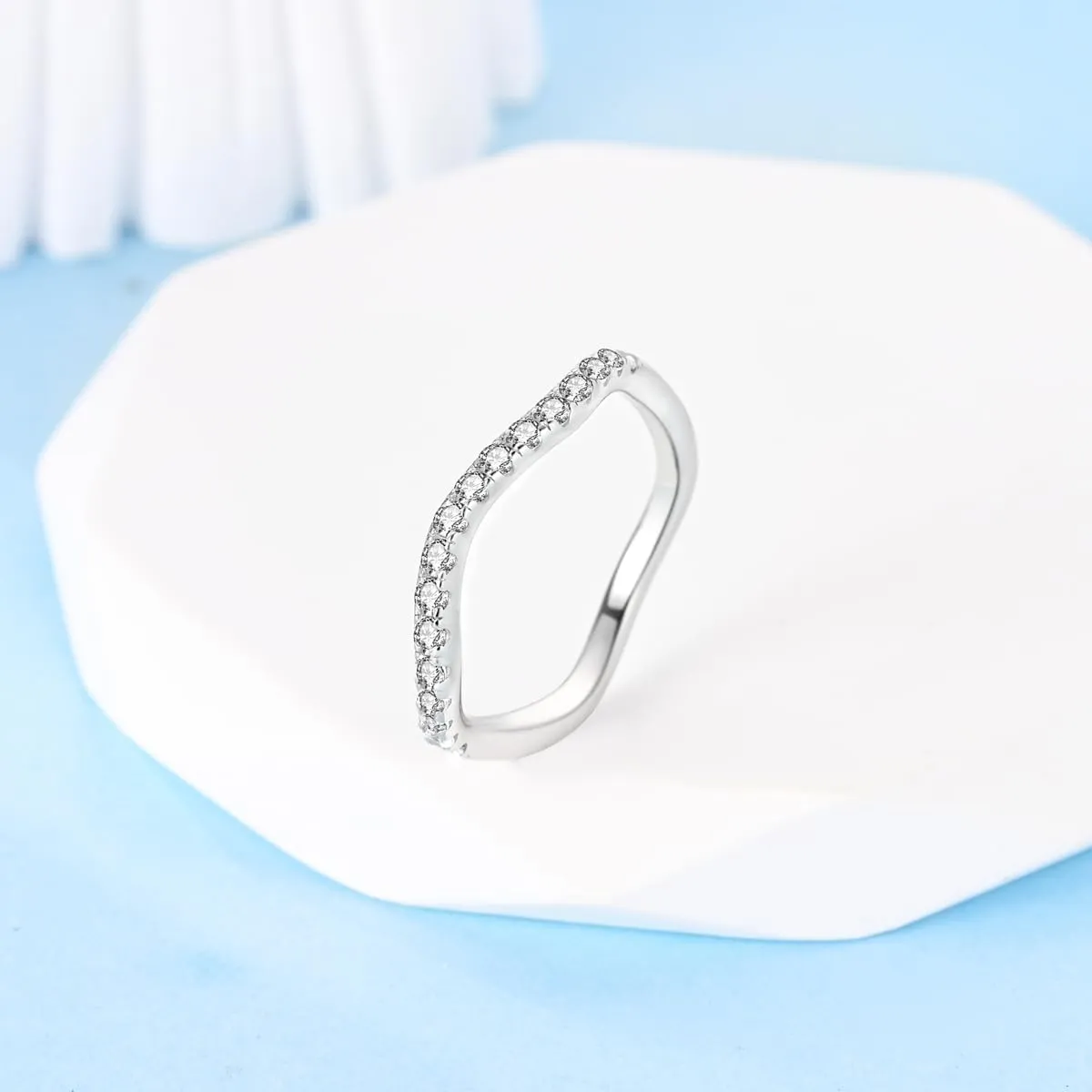 Parmuz 925 Sterling Silver Rings for Woman Dainty Stackable CZ Star Moon Cross Eternity Engagement Bands Ring for Her