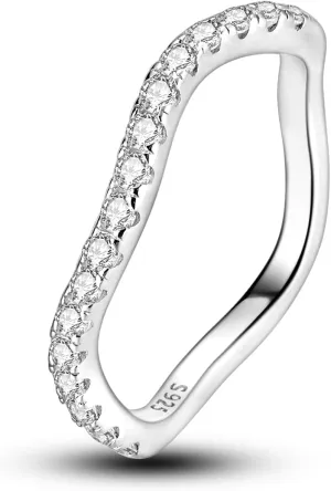 Parmuz 925 Sterling Silver Rings for Woman Dainty Stackable CZ Star Moon Cross Eternity Engagement Bands Ring for Her