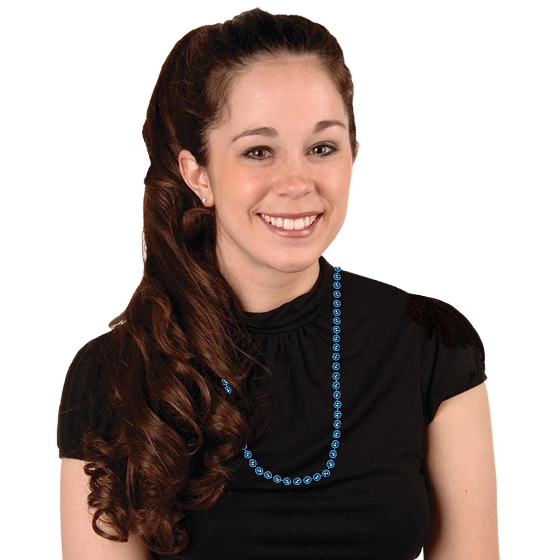Party Bead Necklaces - Small Round blue (12 per Package)