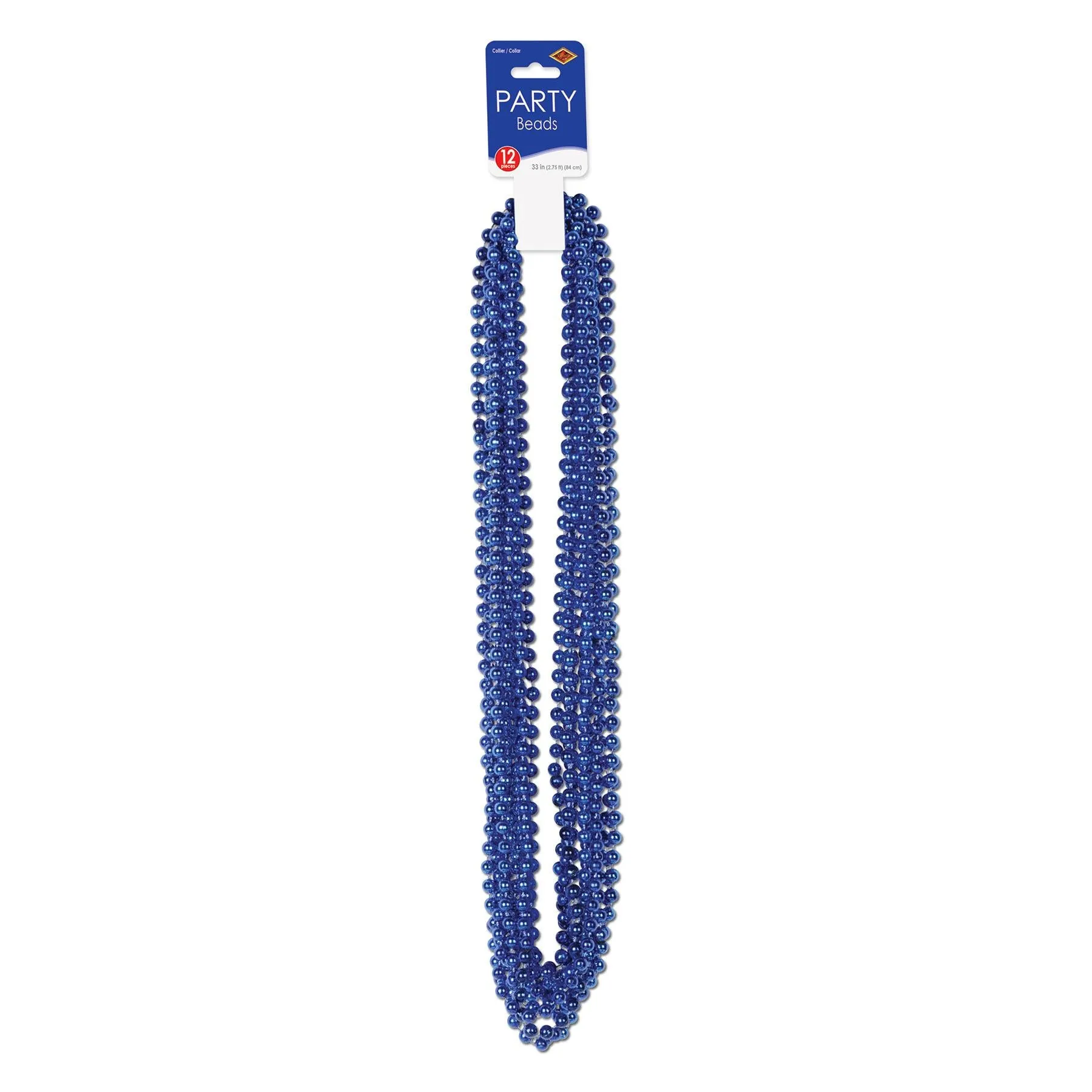 Party Bead Necklaces - Small Round blue (12 per Package)