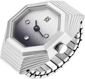 PASCAL Fresno Diamond Ring Watch Unisex Finger Watch with Two-Hand Analog Display, Quartz Movement Clock Ring, Sapphire Crystal, Stretch Band Fits Finger Size 0.65"-0.78"/16.5mm-19.9mm