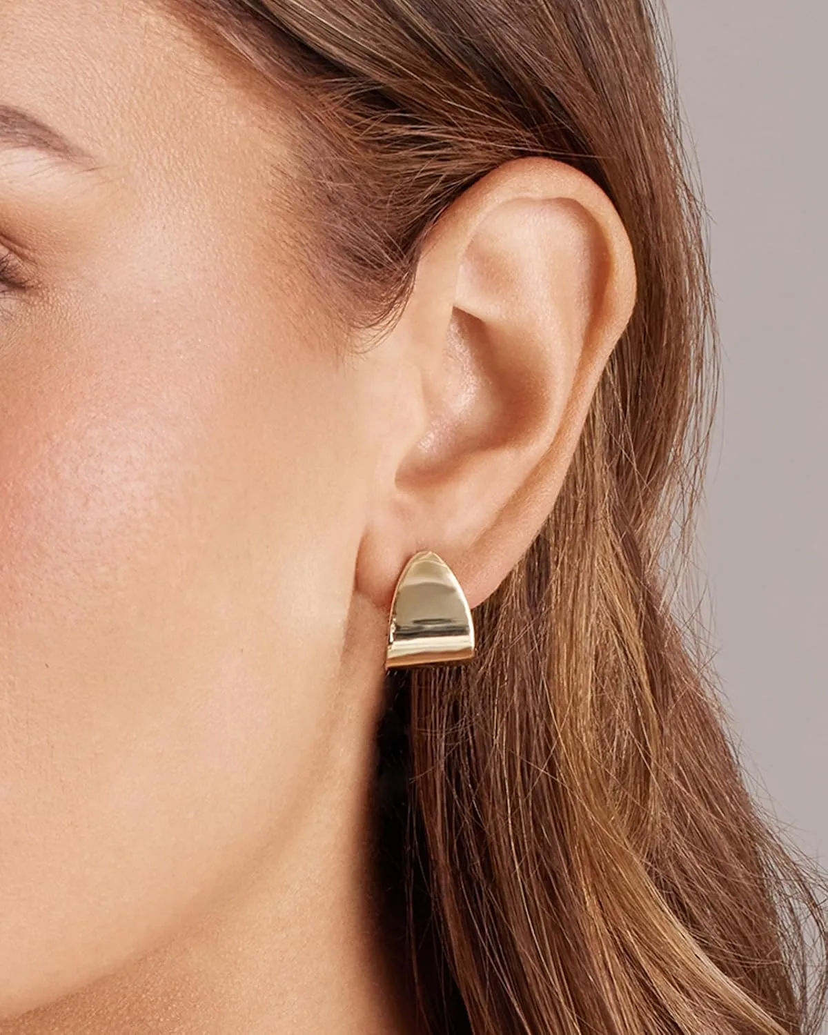 PAVOI 14K Gold Plated 925 Sterling Silver Posts Chunky Hoop Earrings | Statement Huggie Hoops for Women | Lightweight Yellow Gold Dome Earrings