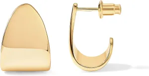 PAVOI 14K Gold Plated 925 Sterling Silver Posts Chunky Hoop Earrings | Statement Huggie Hoops for Women | Lightweight Yellow Gold Dome Earrings