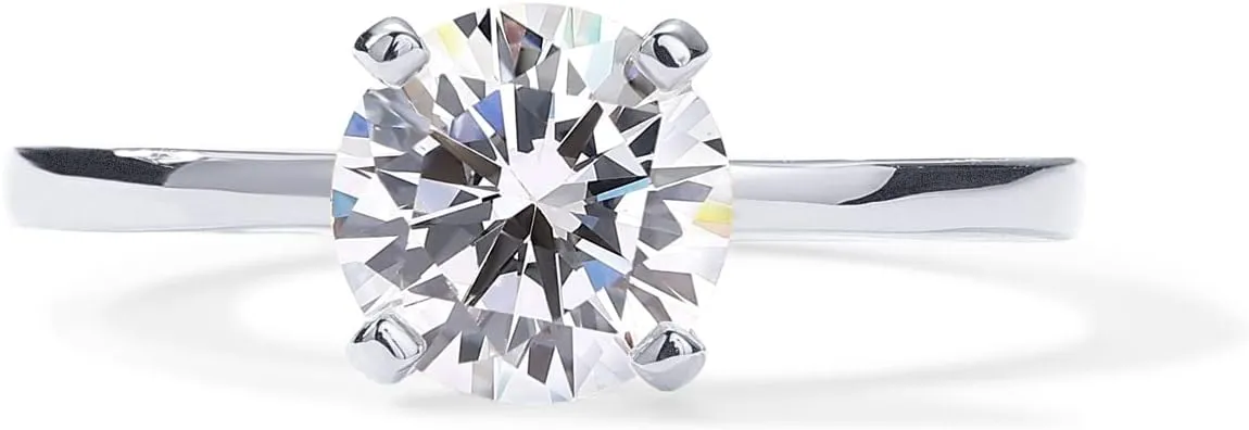 PAVOI 18K Sterling Silver Gold Round Cut Solitare 1.5 CT Moissanite Engagement Rings for Women - Moissanite Wedding Band for Women - Stone Promise Rings