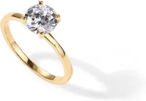 PAVOI 18K Sterling Silver Gold Round Cut Solitare 1.5 CT Moissanite Engagement Rings for Women - Moissanite Wedding Band for Women - Stone Promise Rings