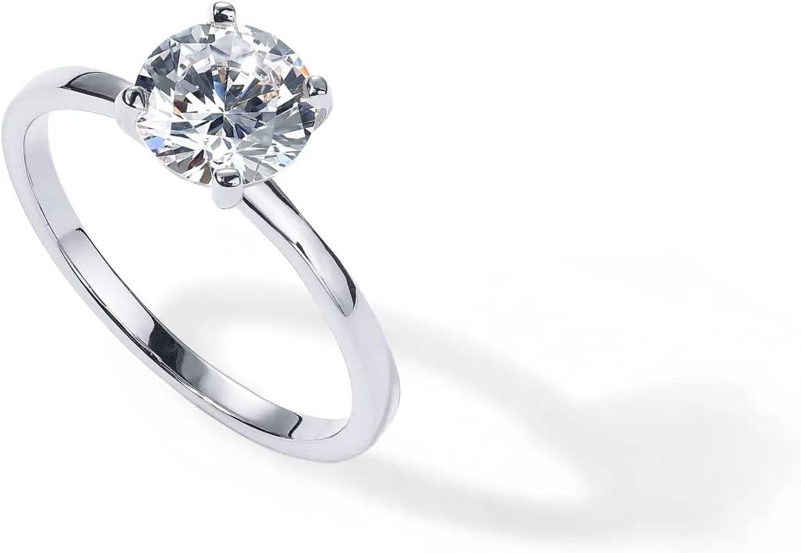PAVOI 18K Sterling Silver Gold Round Cut Solitare 1.5 CT Moissanite Engagement Rings for Women - Moissanite Wedding Band for Women - Stone Promise Rings