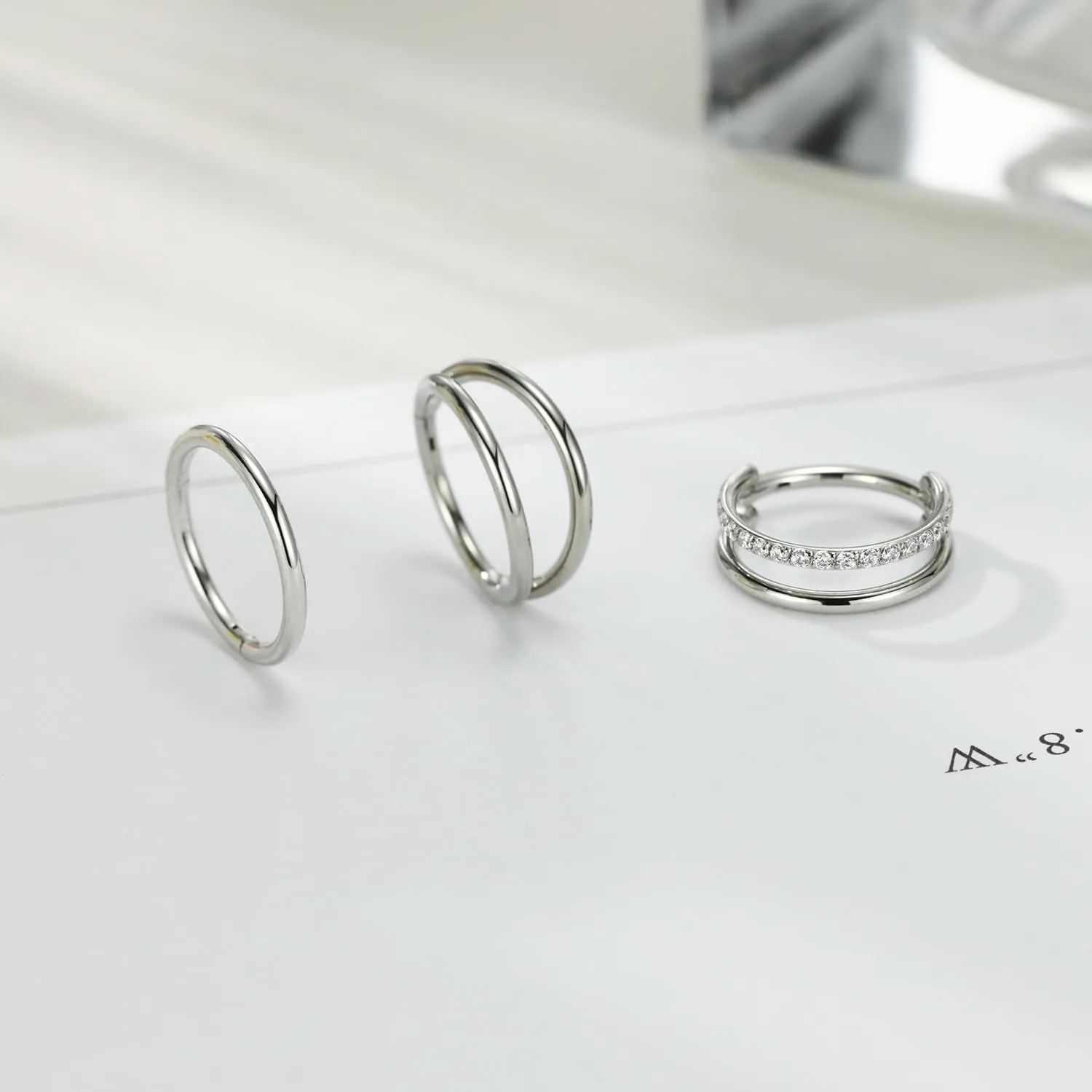PEAKLINK Triple Double Nose Hoop Ring Conch Hoop Earrings 16G Seamless Septum Jewelry Surgical Steel Helix Cartilage Daith Rook Tragus Piercing 3 PCS Lip Lobe Hoop Earrings 8mm 10mm
