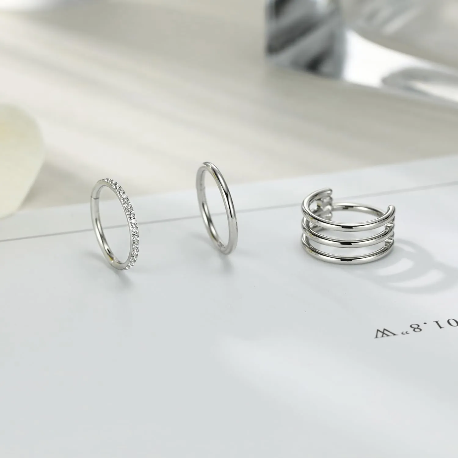 PEAKLINK Triple Double Nose Hoop Ring Conch Hoop Earrings 16G Seamless Septum Jewelry Surgical Steel Helix Cartilage Daith Rook Tragus Piercing 3 PCS Lip Lobe Hoop Earrings 8mm 10mm