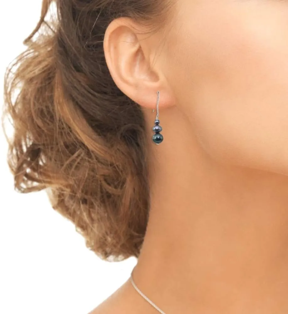 Pearl Earrings for Women Dangling Sterling Silver Cultured Freshwater Pearls Graduating Dangle Drop Earrings for Bridesmaids Bride