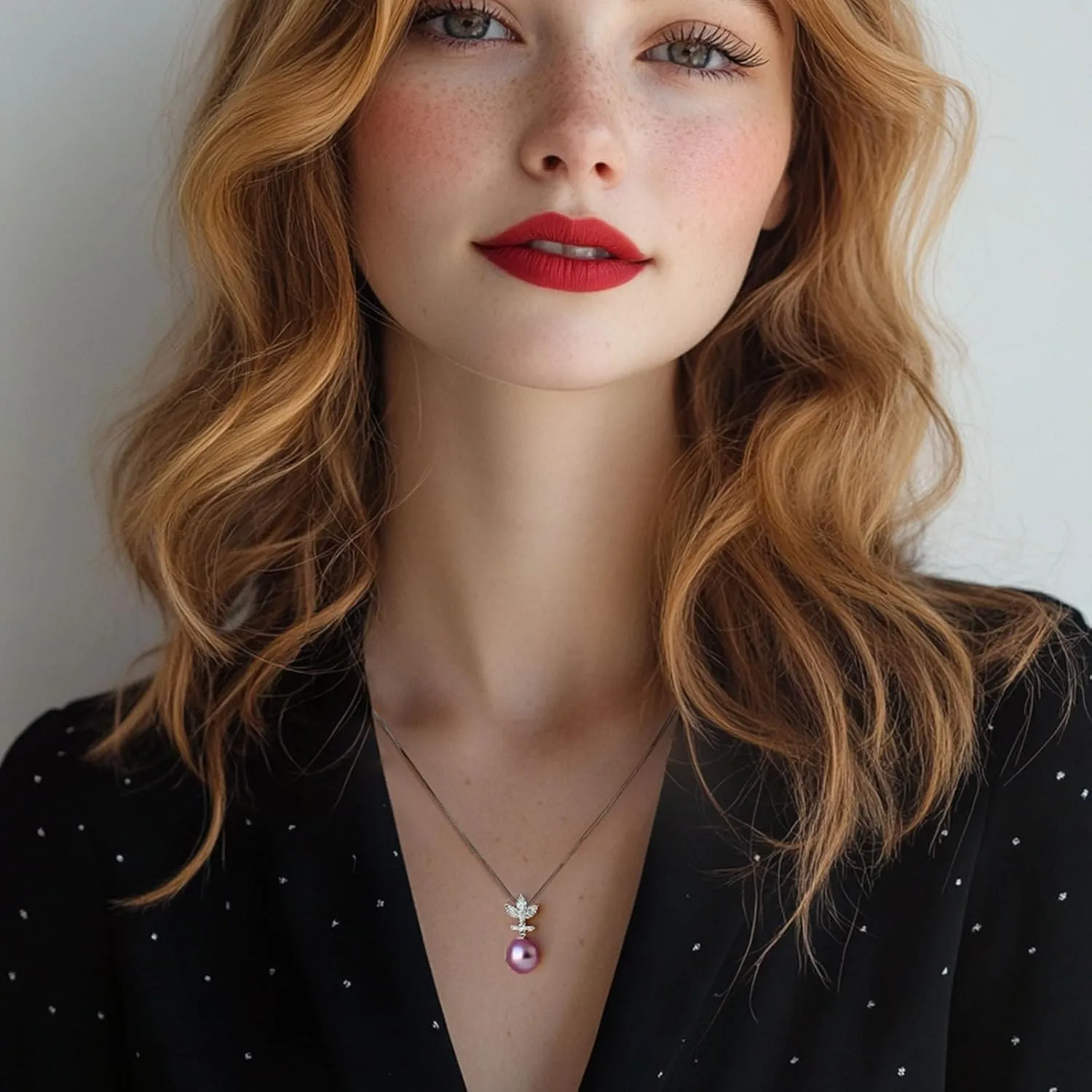 Pearl Pendant Necklace for Women, Four Leaf Clover S925 Sterling Silver Necklace, 12-12.5MM Natural Cultured Round Pearls, 18 2IN Adjustable Chain, Luxury Jewelry Gifts for Wife Mother