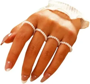 Pearl Ring for Women Promise Stacking Pearl Rings Adjustable Open Pearls Finger Ring Trendy Personality Christmas Pearls Jewerly Prom Dress Jewerly