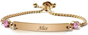 Personalised Birthstone Bracelets Valentine Christmas for Her Friendship Mum Sister Bridesmaid Auntie Girlfriend Any Name June Birthstone Gift for Birthday 13th 21st 30th 40th 50th 60th