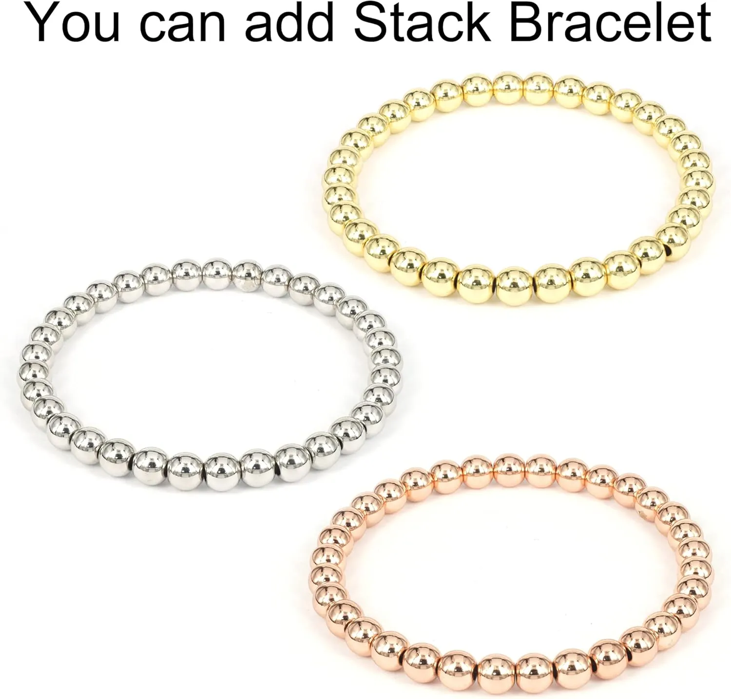 Personalized Bracelets for Women Men Couple,18K Gold Plated Stainless Steel Bar Custom Engraved Name Message Quotes Natural Gemstone Beaded Stretch Bracelet