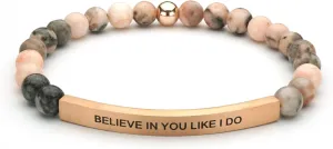 Personalized Bracelets for Women Men Couple,18K Gold Plated Stainless Steel Bar Custom Engraved Name Message Quotes Natural Gemstone Beaded Stretch Bracelet