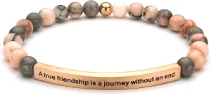Personalized Bracelets for Women Men Couple,18K Gold Plated Stainless Steel Bar Custom Engraved Name Message Quotes Natural Gemstone Beaded Stretch Bracelet
