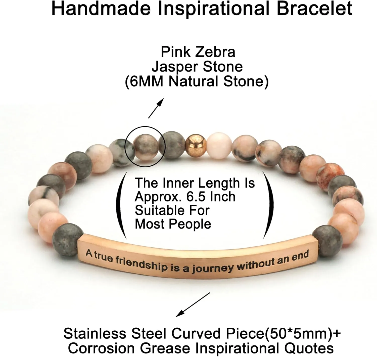 Personalized Bracelets for Women Men Couple,18K Gold Plated Stainless Steel Bar Custom Engraved Name Message Quotes Natural Gemstone Beaded Stretch Bracelet