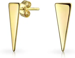Personalized Minimalist Initial Alphabet A-Z Geometric Triangle Arrow Tiny Stud Earrings For Women For Teen 14K Gold Plated .925 Sterling Silver