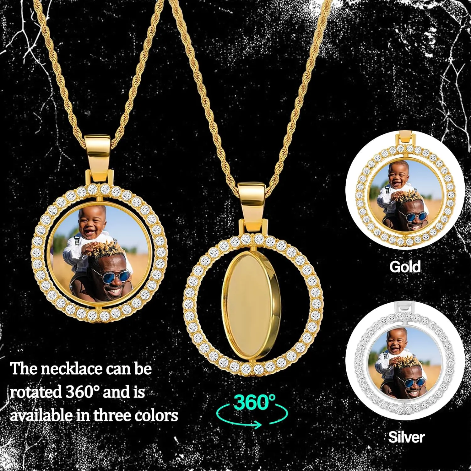 Photo Necklace Customized, Personalized Double Side Picture Pendant, Memorial Hip Hop Chain, Custom Gift for Men Women Boyfriend