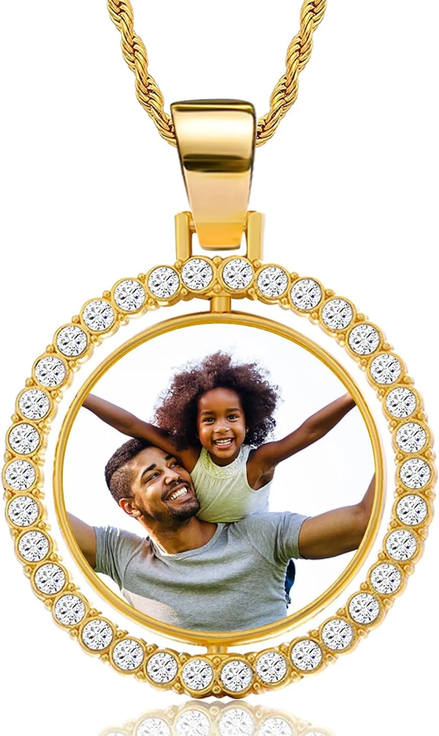Photo Necklace Customized, Personalized Double Side Picture Pendant, Memorial Hip Hop Chain, Custom Gift for Men Women Boyfriend