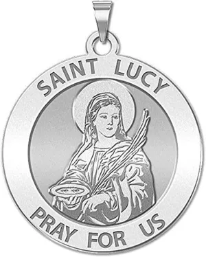 PicturesOnGold.com Saint Lucy Religious Medal - 3/4 Inch Size of a Nickel -Sterling Silver