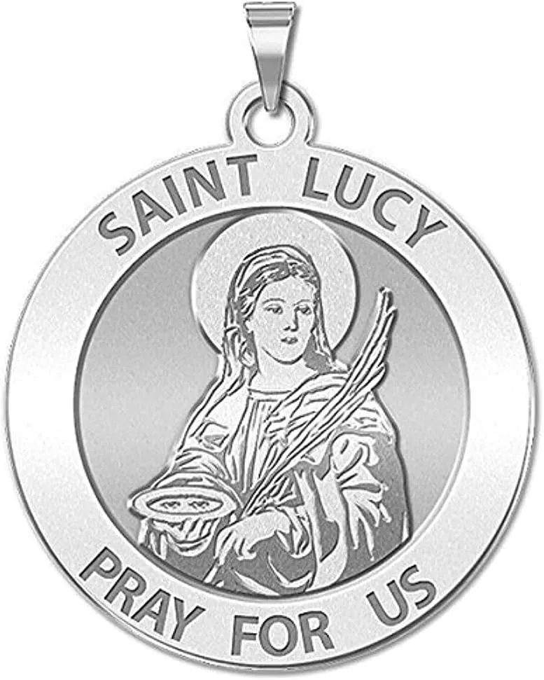 PicturesOnGold.com Saint Lucy Religious Medal - 3/4 Inch Size of a Nickel -Sterling Silver
