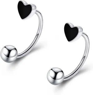 Pingyongchang 16G Cute Heart Snake Bite Jewelry, Lip Rings Snake Bites, Horseshoe Tragus Hoop Jewelry for Lip Piercing, Titanium Septum Daith Tragus Threaded Body Piercing Ring 8mm 10mm 12mm-2PCS