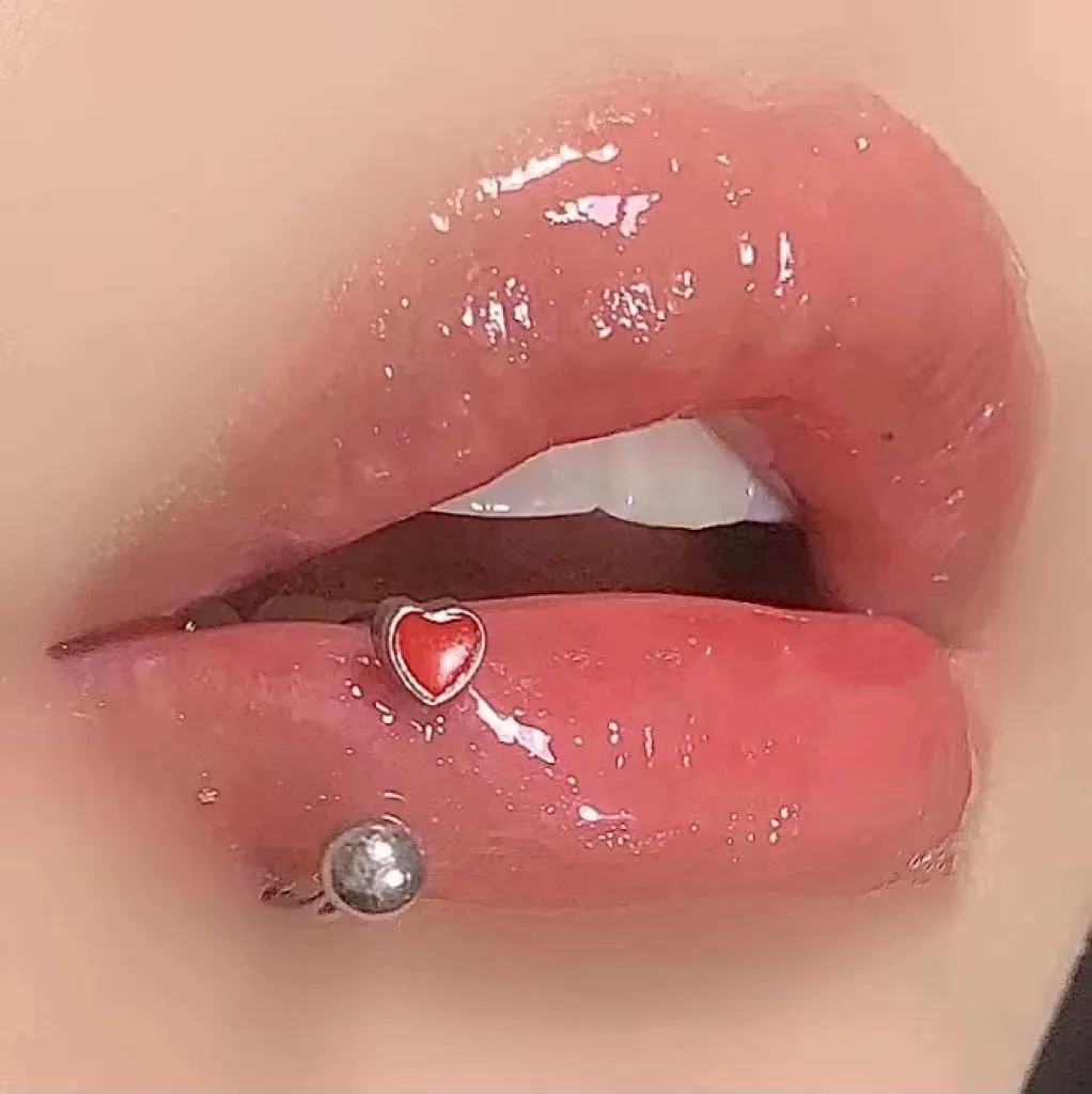 Pingyongchang 16G Cute Heart Snake Bite Jewelry, Lip Rings Snake Bites, Horseshoe Tragus Hoop Jewelry for Lip Piercing, Titanium Septum Daith Tragus Threaded Body Piercing Ring 8mm 10mm 12mm-2PCS