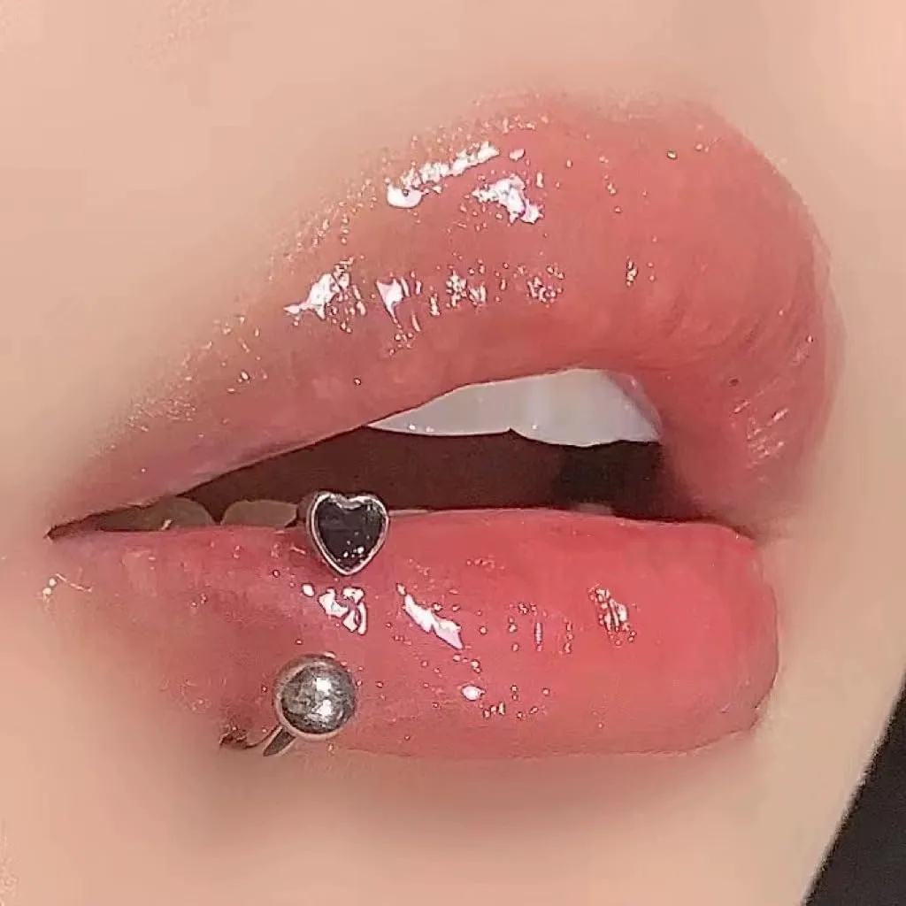 Pingyongchang 16G Cute Heart Snake Bite Jewelry, Lip Rings Snake Bites, Horseshoe Tragus Hoop Jewelry for Lip Piercing, Titanium Septum Daith Tragus Threaded Body Piercing Ring 8mm 10mm 12mm-2PCS