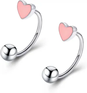 Pingyongchang 16G Cute Heart Snake Bite Jewelry, Lip Rings Snake Bites, Horseshoe Tragus Hoop Jewelry for Lip Piercing, Titanium Septum Daith Tragus Threaded Body Piercing Ring 8mm 10mm 12mm-2PCS