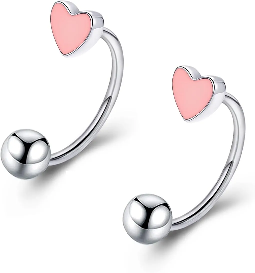 Pingyongchang 16G Cute Heart Snake Bite Jewelry, Lip Rings Snake Bites, Horseshoe Tragus Hoop Jewelry for Lip Piercing, Titanium Septum Daith Tragus Threaded Body Piercing Ring 8mm 10mm 12mm-2PCS