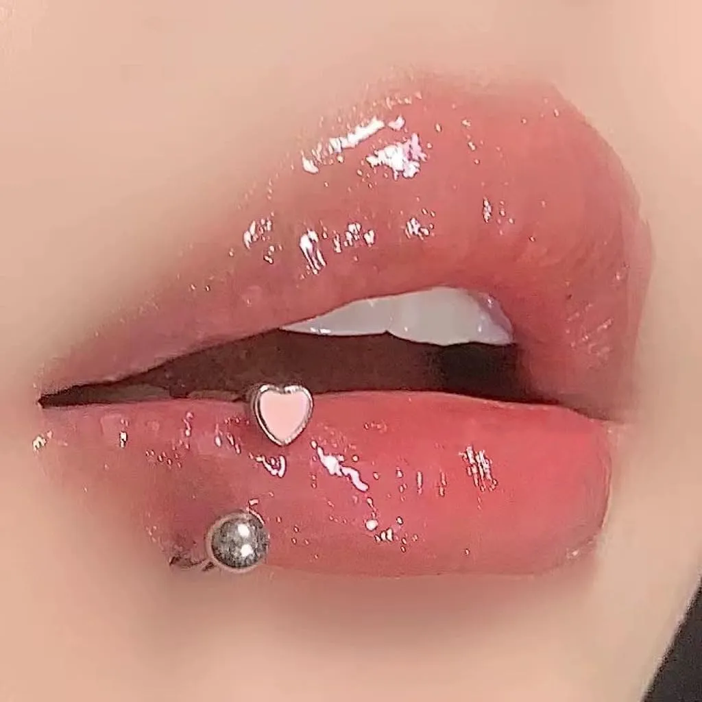 Pingyongchang 16G Cute Heart Snake Bite Jewelry, Lip Rings Snake Bites, Horseshoe Tragus Hoop Jewelry for Lip Piercing, Titanium Septum Daith Tragus Threaded Body Piercing Ring 8mm 10mm 12mm-2PCS