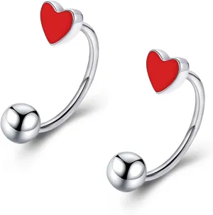 Pingyongchang 16G Cute Heart Snake Bite Jewelry, Lip Rings Snake Bites, Horseshoe Tragus Hoop Jewelry for Lip Piercing, Titanium Septum Daith Tragus Threaded Body Piercing Ring 8mm 10mm 12mm-2PCS