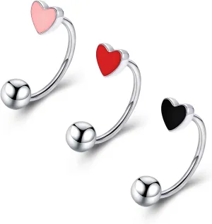 Pingyongchang 16G Cute Heart Snake Bite Jewelry, Lip Rings Snake Bites, Horseshoe Tragus Hoop Jewelry for Lip Piercing, Titanium Septum Daith Tragus Threaded Body Piercing Ring 8mm 10mm 12mm-2PCS