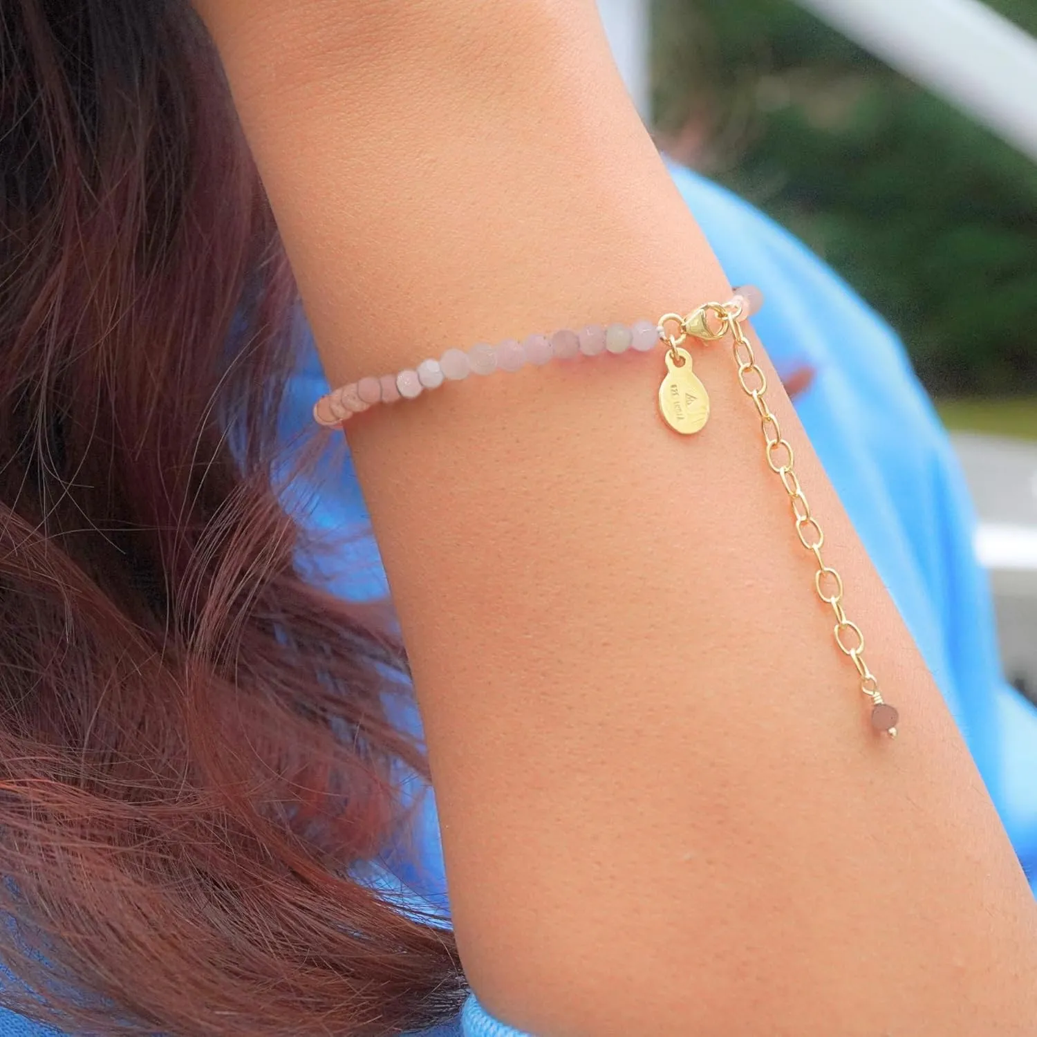 Pink Opal Bracelet for Women, Certified 925 Sterling Silver with Plated 18K Gold Bracelets for Women - Crystals and Healing Stone Bracelet Women Jewelry for Gift (Faceted)