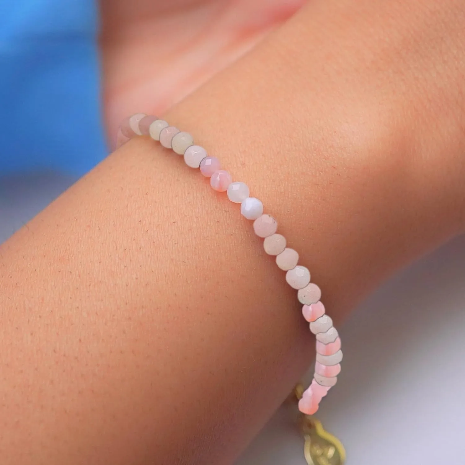 Pink Opal Bracelet for Women, Certified 925 Sterling Silver with Plated 18K Gold Bracelets for Women - Crystals and Healing Stone Bracelet Women Jewelry for Gift (Faceted)