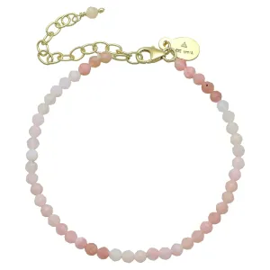 Pink Opal Bracelet for Women, Certified 925 Sterling Silver with Plated 18K Gold Bracelets for Women - Crystals and Healing Stone Bracelet Women Jewelry for Gift (Faceted)