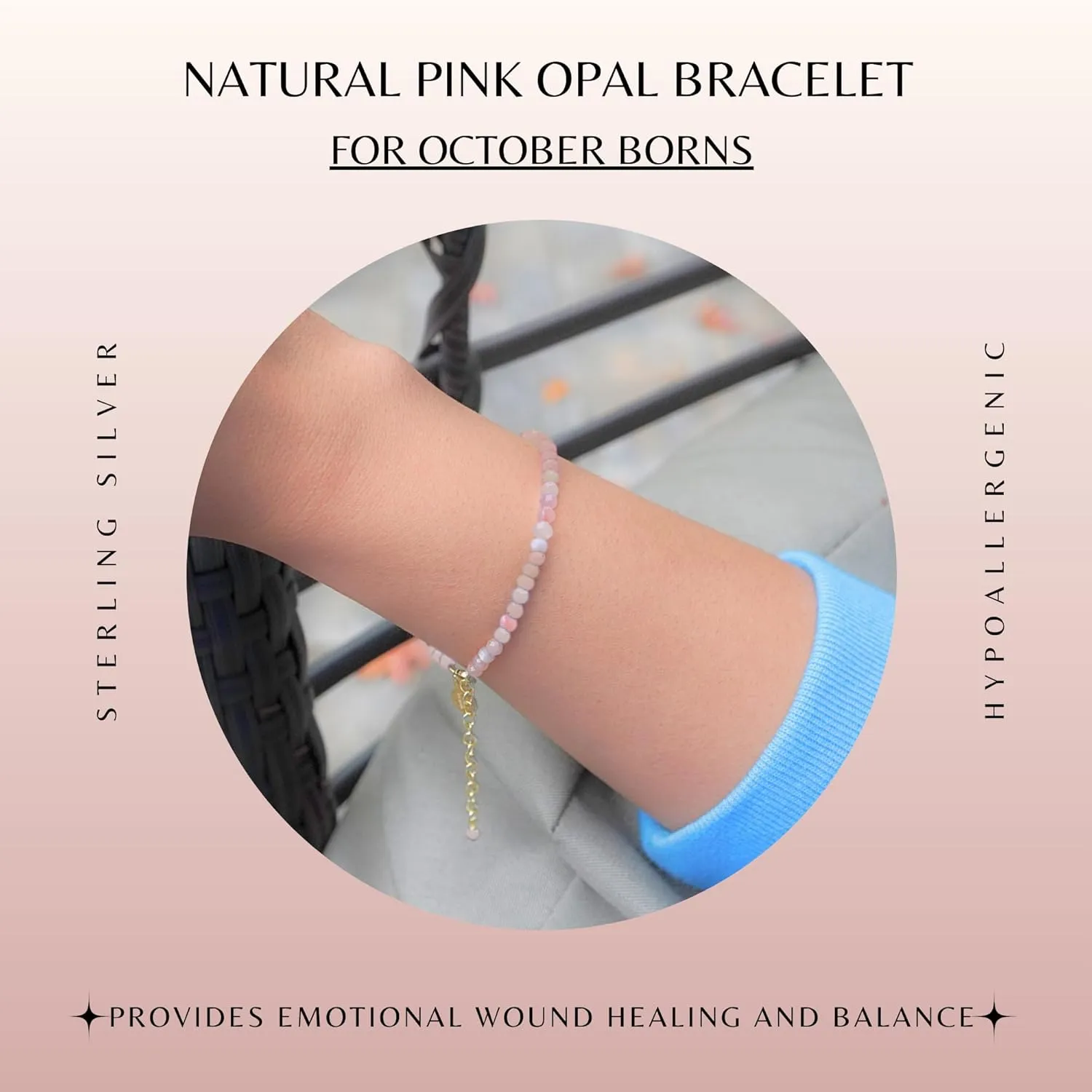 Pink Opal Bracelet for Women, Certified 925 Sterling Silver with Plated 18K Gold Bracelets for Women - Crystals and Healing Stone Bracelet Women Jewelry for Gift (Faceted)