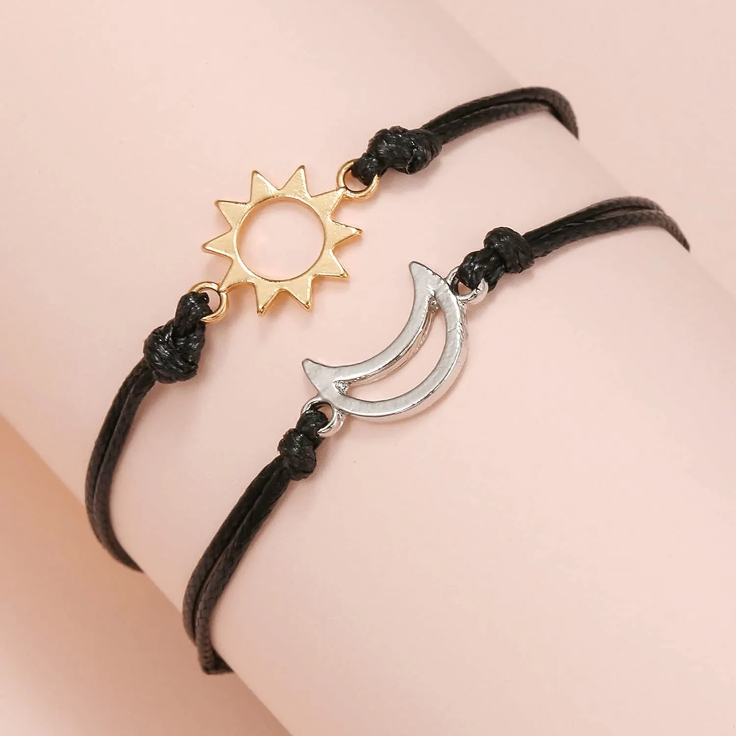 Pinky Promise Matching Bracelet Bangle Couples Sun Moon Bracelet Distance Relationship for Women Men Teen Gifts