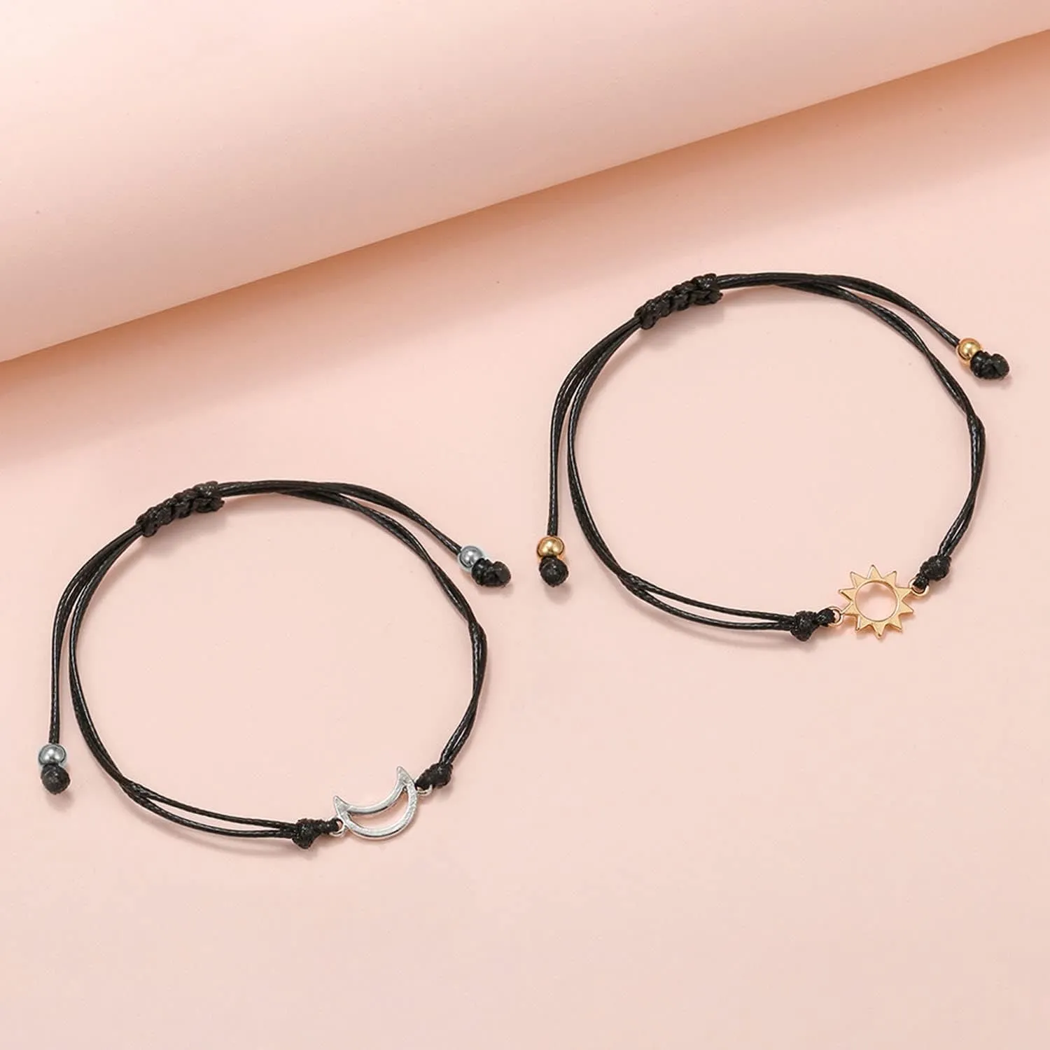 Pinky Promise Matching Bracelet Bangle Couples Sun Moon Bracelet Distance Relationship for Women Men Teen Gifts