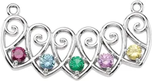 Platinum 5-Stone Heart Shape Family Necklace Center Fine Jewelry for Women Gifts for Her (Mounting Only, Not All Stones Included)